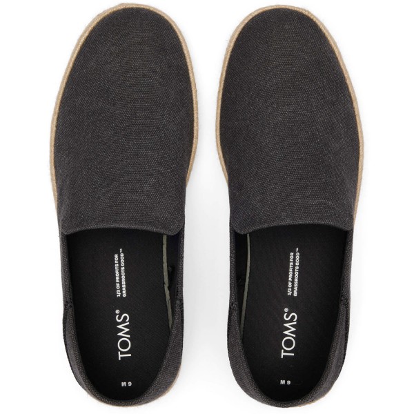 Toms Santiago Recycled Cotton Canvas Mn Men Espadrilles Black Recycled Cotton Slip Ons Men Flux Online