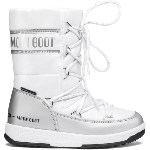 Moon Boot Jr Girl Quilted WP Mädchen Winterstiefel Weiß/Silber (White/Silver)